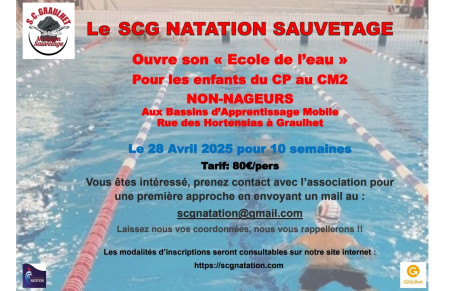 Le SCG Natation Sauvetage ouvre son Ecole de l'eau